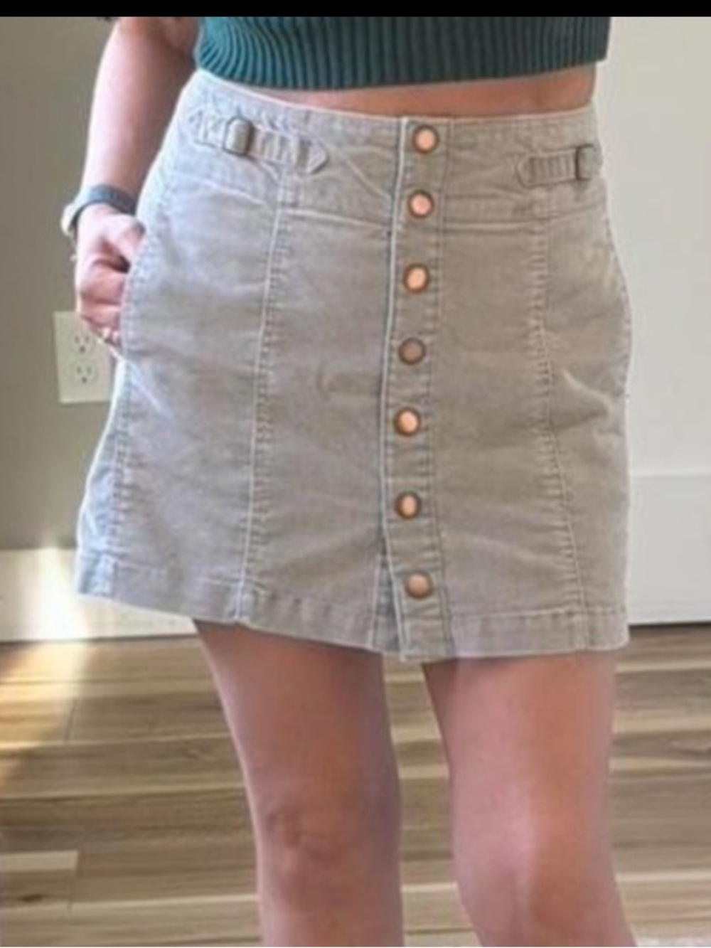 GAP Beige Button-Front Mini Skirt